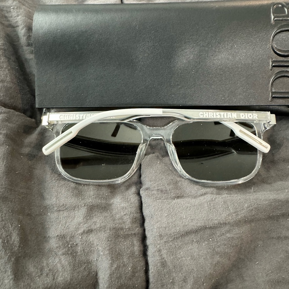 Dior Crystal Tone Rectangular Sunglasses 'Silver - image 3